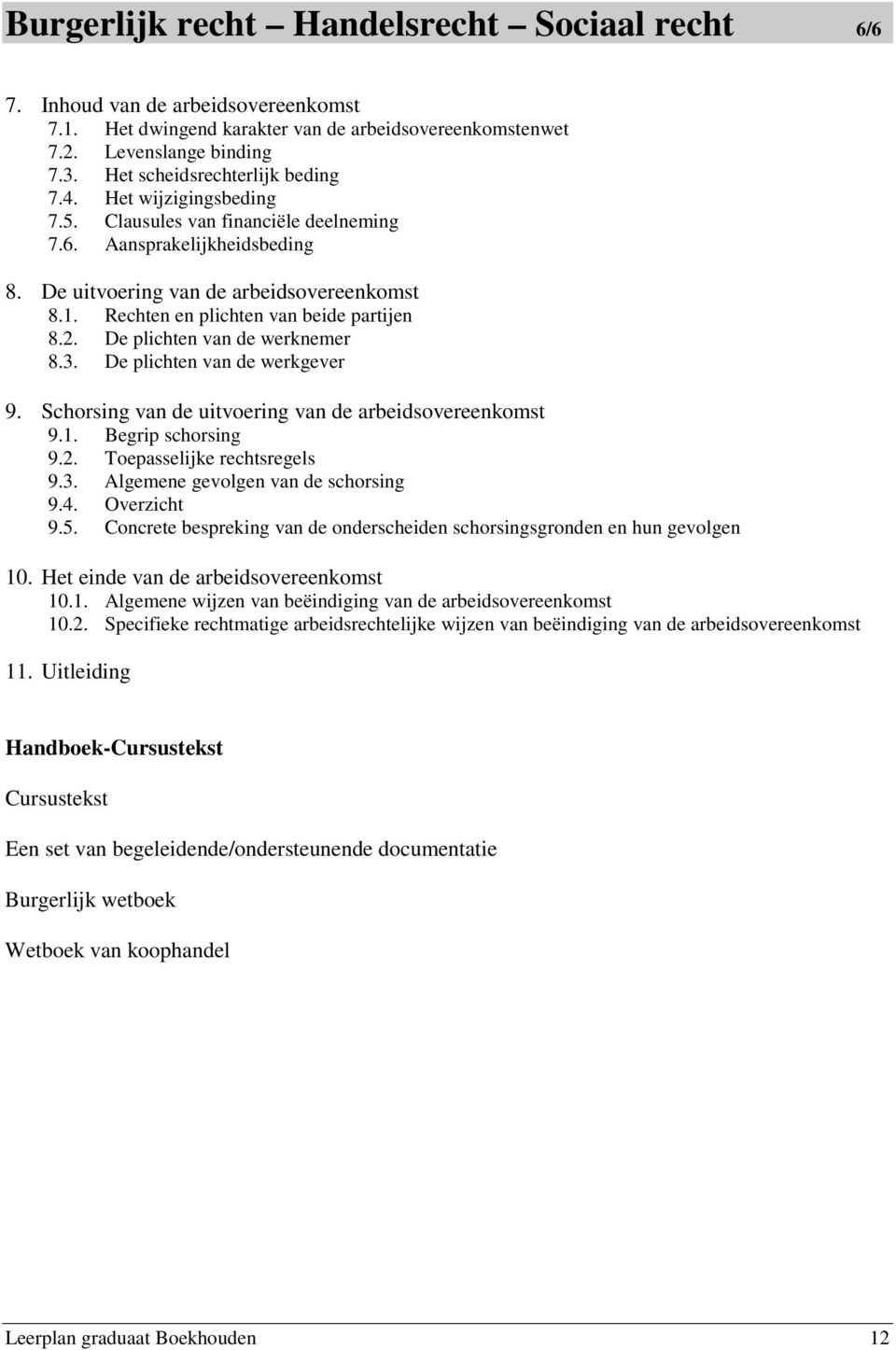 Rechten en plichten van beide partijen 8.2. De plichten van de werknemer 8.3. De plichten van de werkgever 9. Schorsing van de uitvoering van de arbeidsovereenkomst 9.1. Begrip schorsing 9.2. Toepasselijke rechtsregels 9.