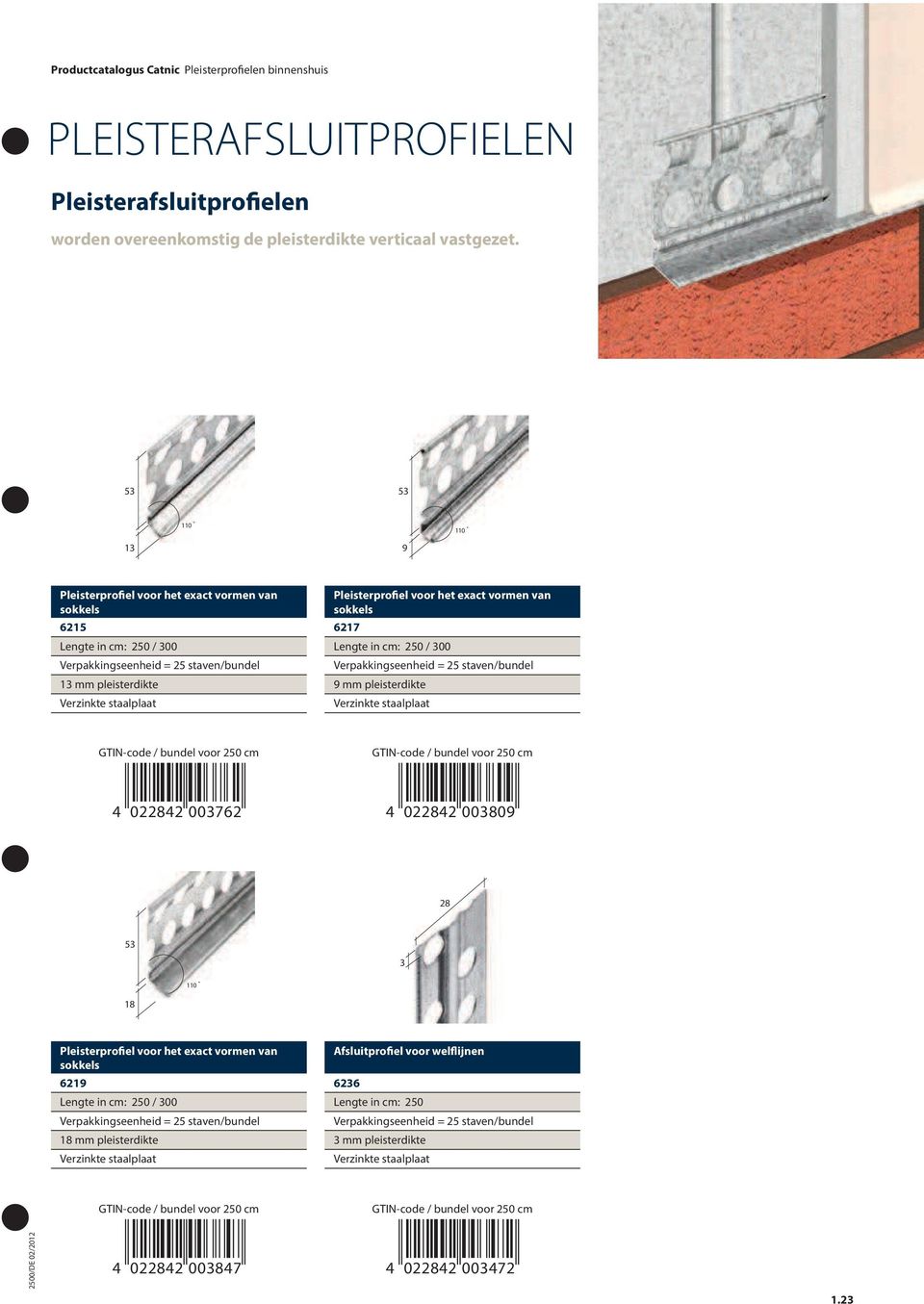 vormen van sokkels 217 9 mm pleisterdikte 4 022842 00372 4 022842 003809 28 53 3 110 18 Pleisterprofiel voor het exact vormen