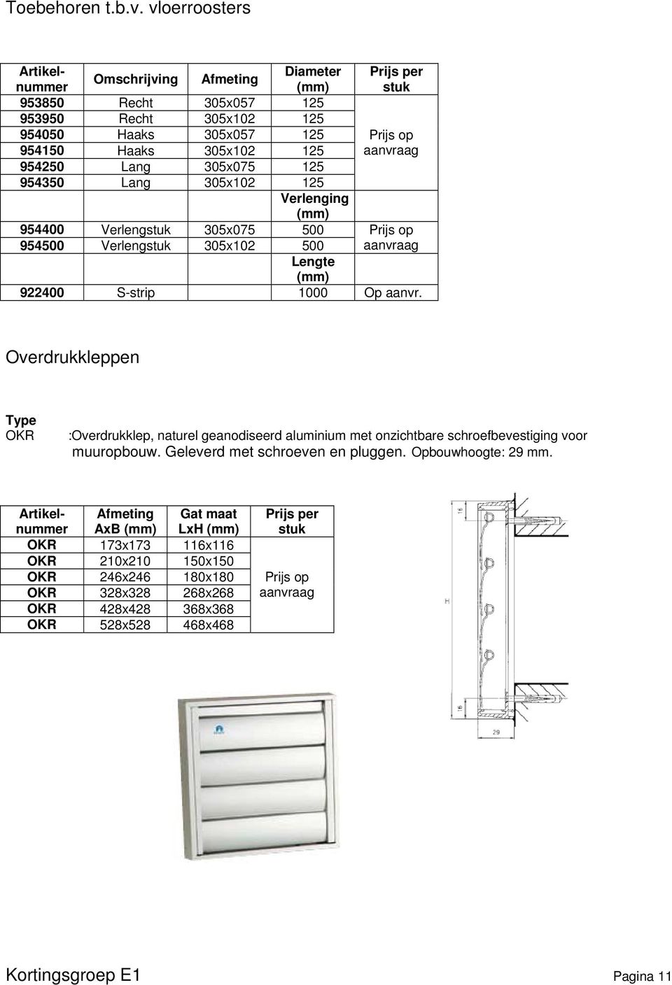 (mm) Diameter Omschrijving 953850 Recht 305x057 125 953950 Recht 305x102 125 954050 Haaks 305x057 125 954150 Haaks 305x102 125 954250 Lang 305x075 125 954350 Lang