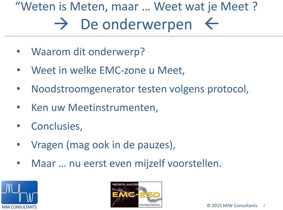 Weet in welke EMC-zone u Meet, Noodstroomgenerator testen volgens