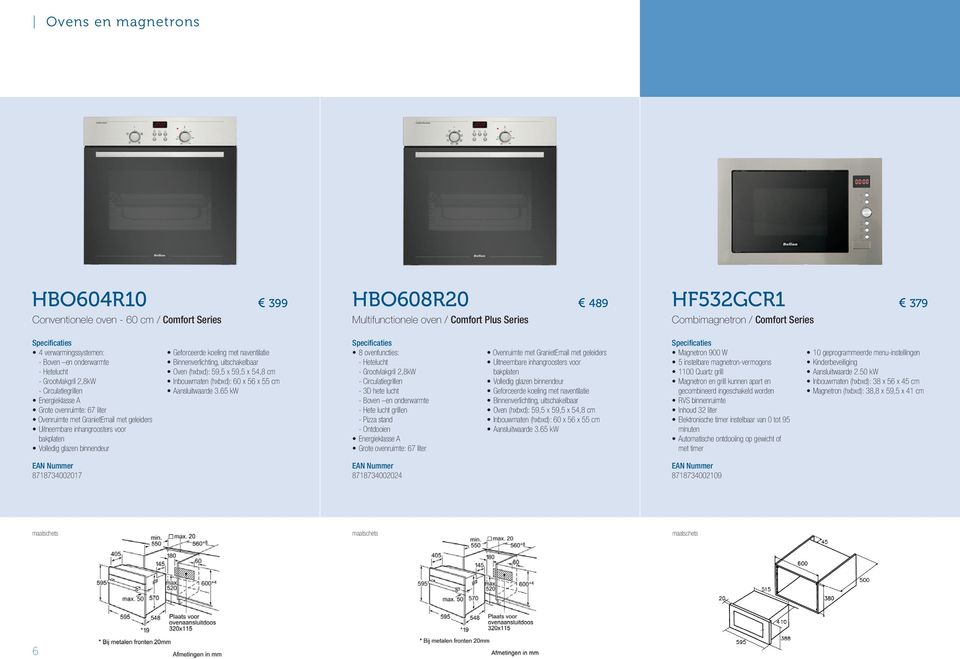 inhangroosters voor bakplaten Volledig glazen binnendeur Geforceerde koeling met naventilatie Binnenverlichting, uitschakelbaar Oven (hxbxd): 59,5 x 59,5 x 54,8 cm Inbouwmaten (hxbxd): 60 x 56 x 55