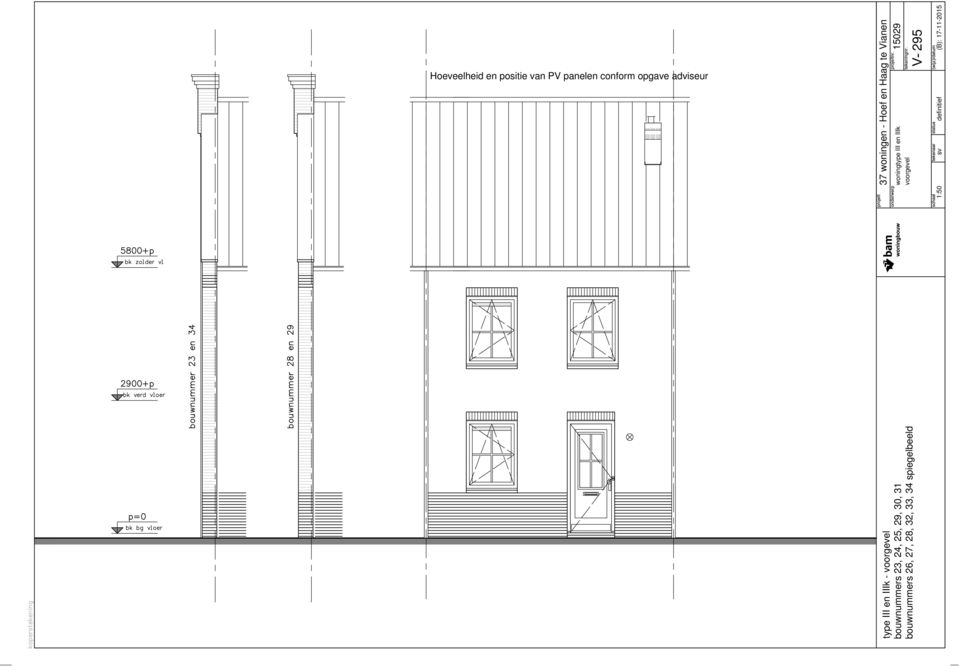 en IIIk - voorgevel bouwnummers 23, 24, 25, 29,