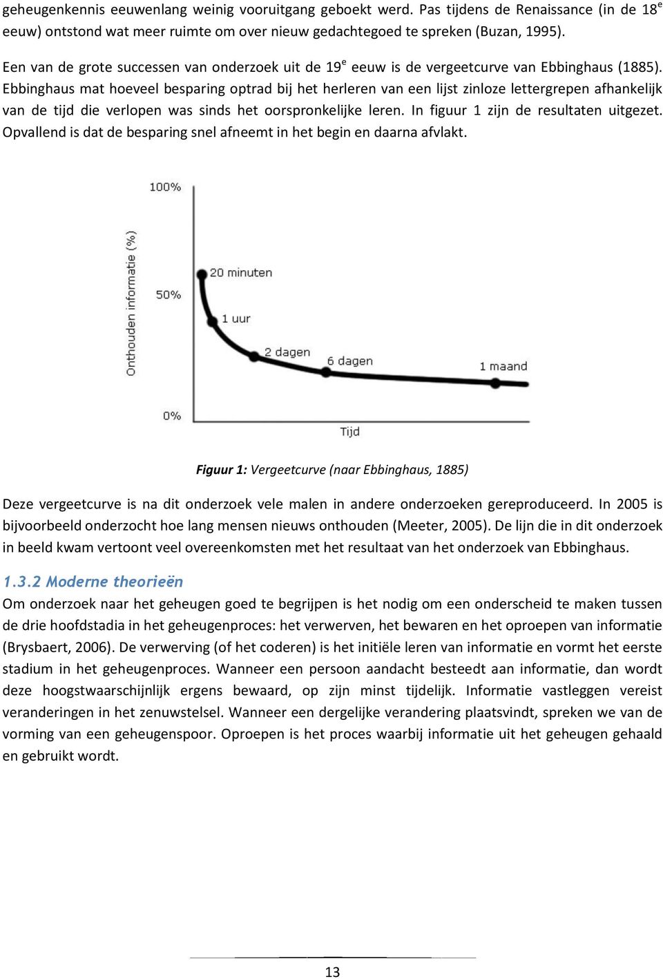 Ebbinghaus mat hoeveel besparing optrad bij het herleren van een lijst zinloze lettergrepen afhankelijk van de tijd die verlopen was sinds het oorspronkelijke leren.