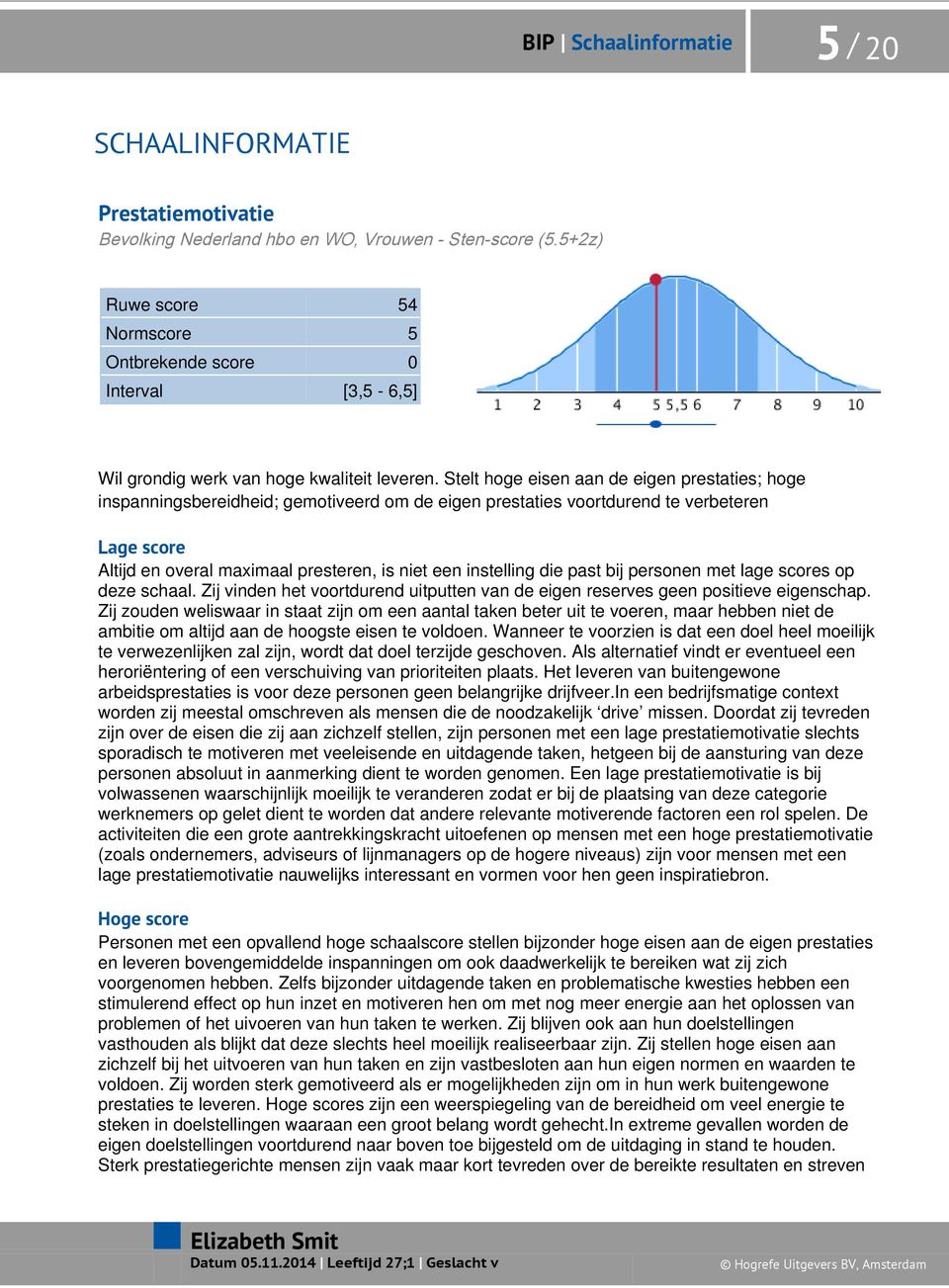 instelling die past bij personen met lage scores op deze schaal. Zij vinden het voortdurend uitputten van de eigen reserves geen positieve eigenschap.