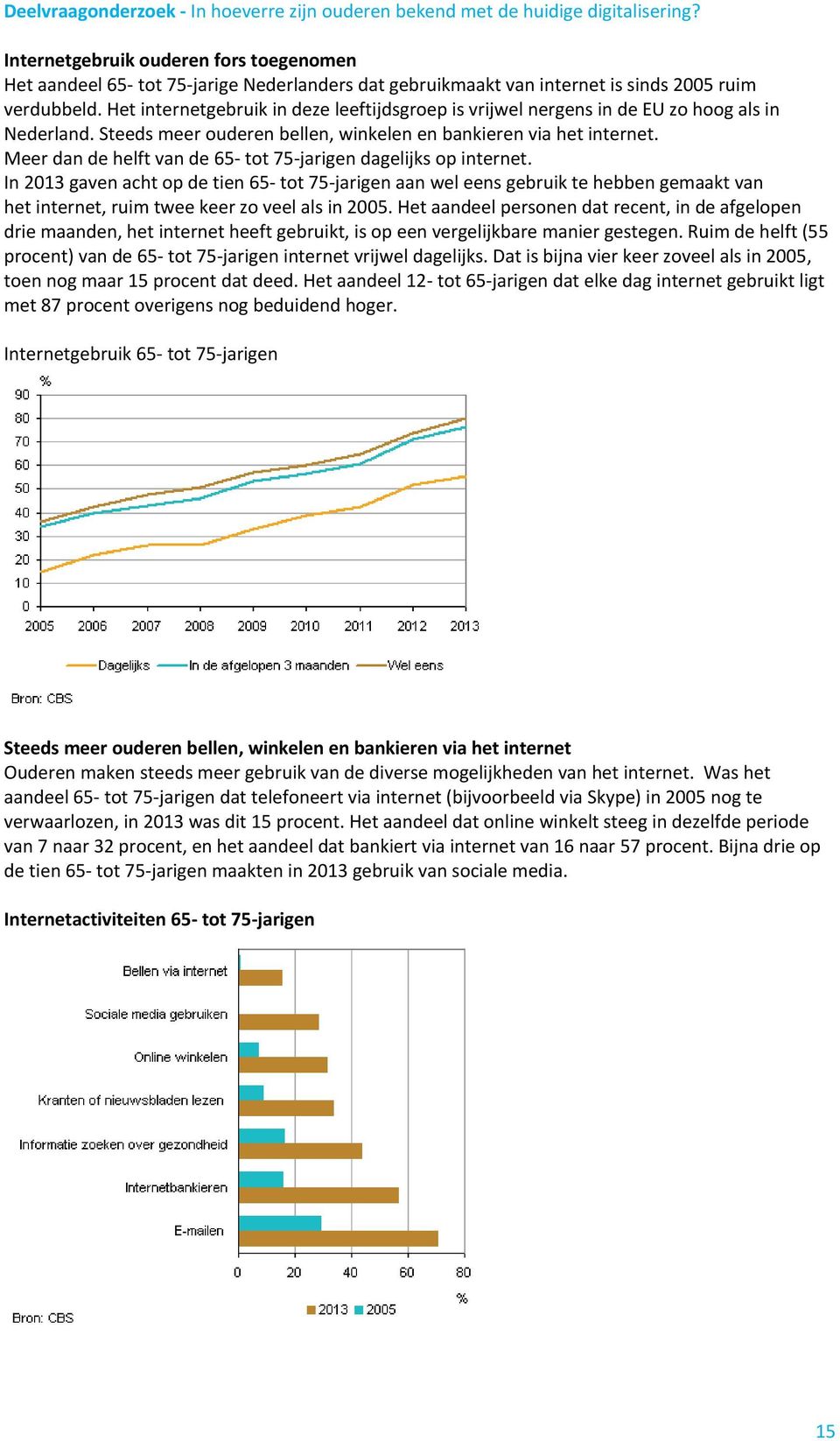 Het internetgebruik in deze leeftijdsgroep is vrijwel nergens in de EU zo hoog als in Nederland. Steeds meer ouderen bellen, winkelen en bankieren via het internet.