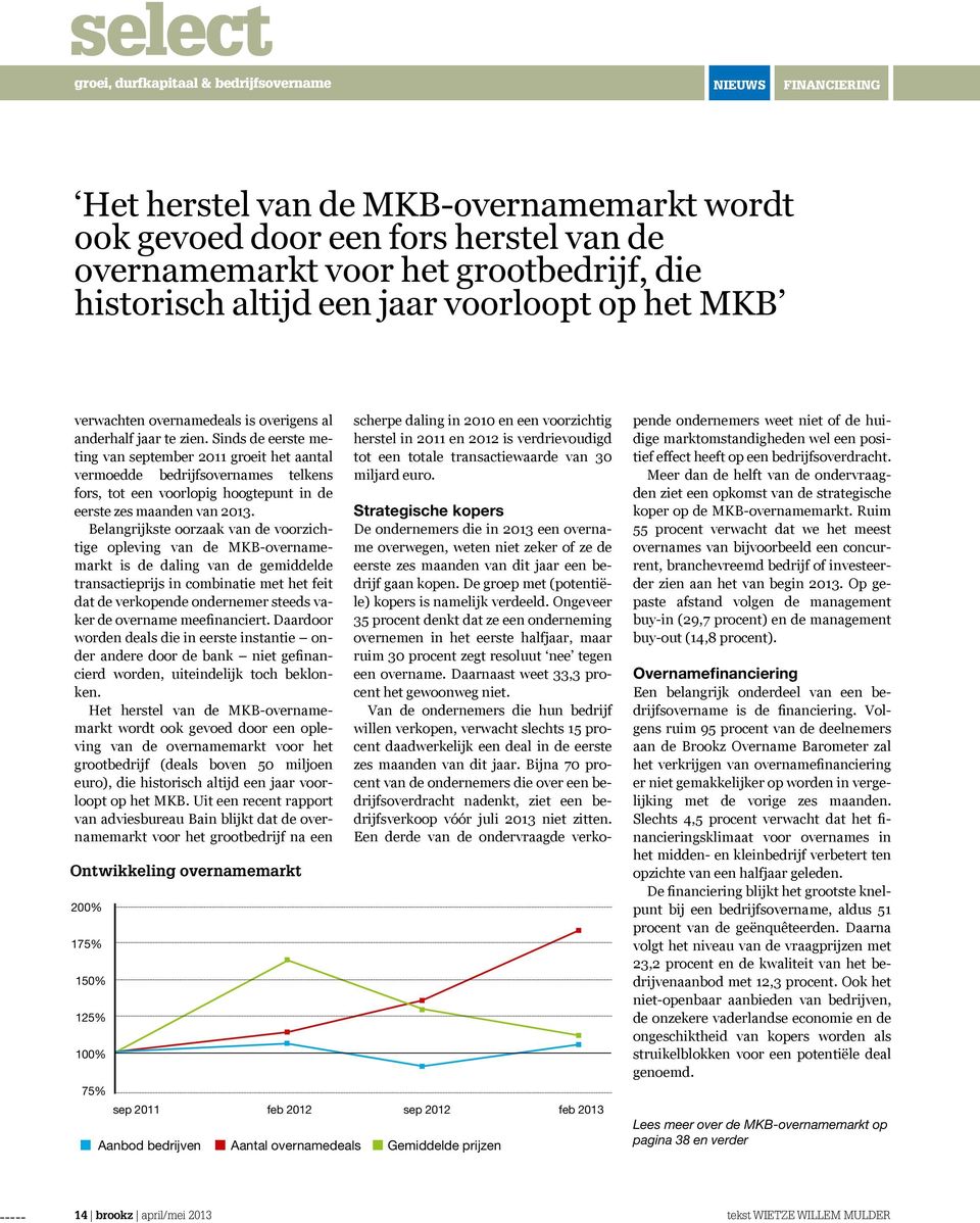 Sinds de eerste meting van september 2011 groeit het aantal vermoedde bedrijfsovernames telkens fors, tot een voorlopig hoogtepunt in de eerste zes maanden van 2013.