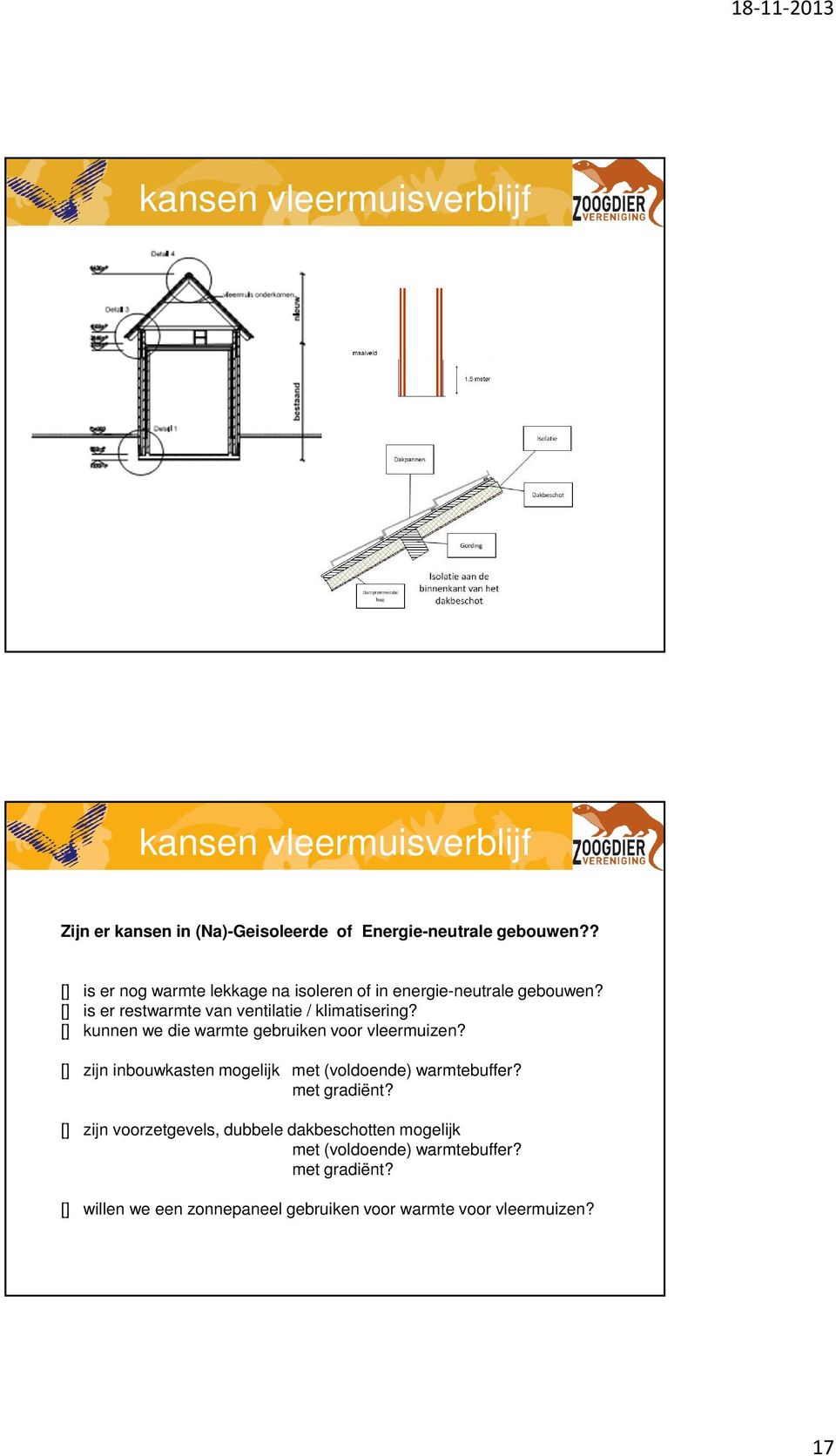 [] kunnen we die warmte gebruiken voor vleermuizen? [] zijn inbouwkasten mogelijk met (voldoende) warmtebuffer? met gradiënt?