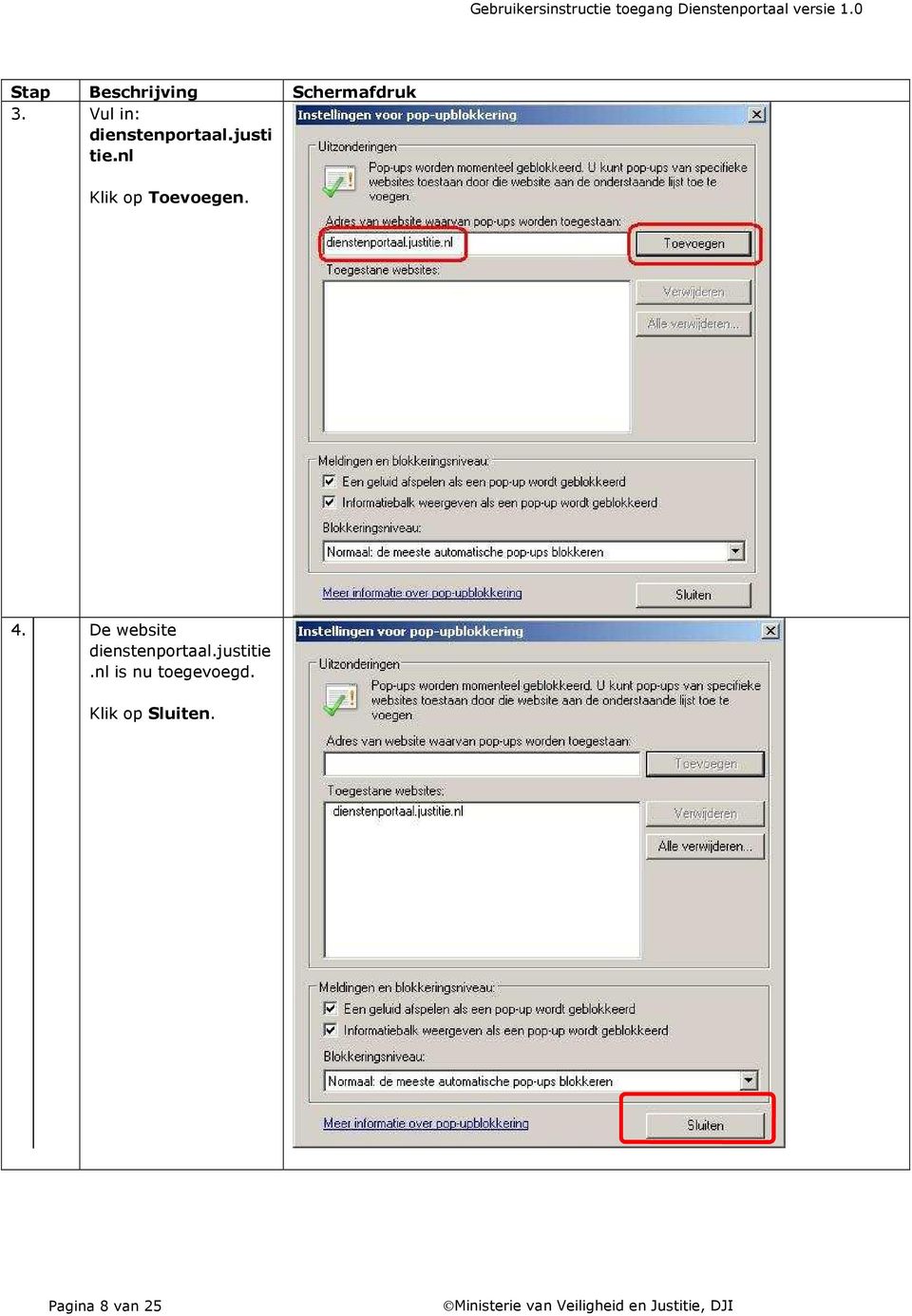 De website dienstenportaal.justitie.nl is nu toegevoegd.