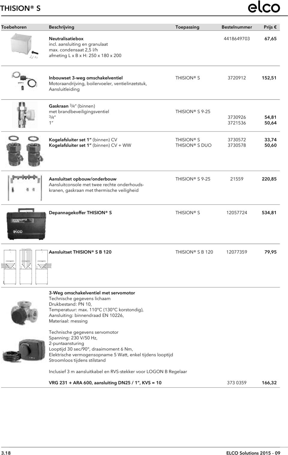 brndbeveiligingsventiel THISION S 9-25 3 /4 3730926 54,81 1 3721536 50,64 Kogelfsluiter set 1 (binnen) CV THISION S 3730572 33,74 Kogelfsluiter set 1 (binnen) CV + WW THISION S DUO 3730578 50,60