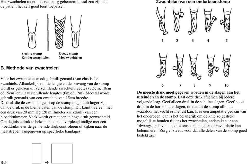 Afhankelijk van de lengte en de omvang van de stomp wordt er gekozen uit verschillende zwachtelbreedtes (7,5cm, 10cm of 15cm) en uit verschillende lengtes (6m of 12m).