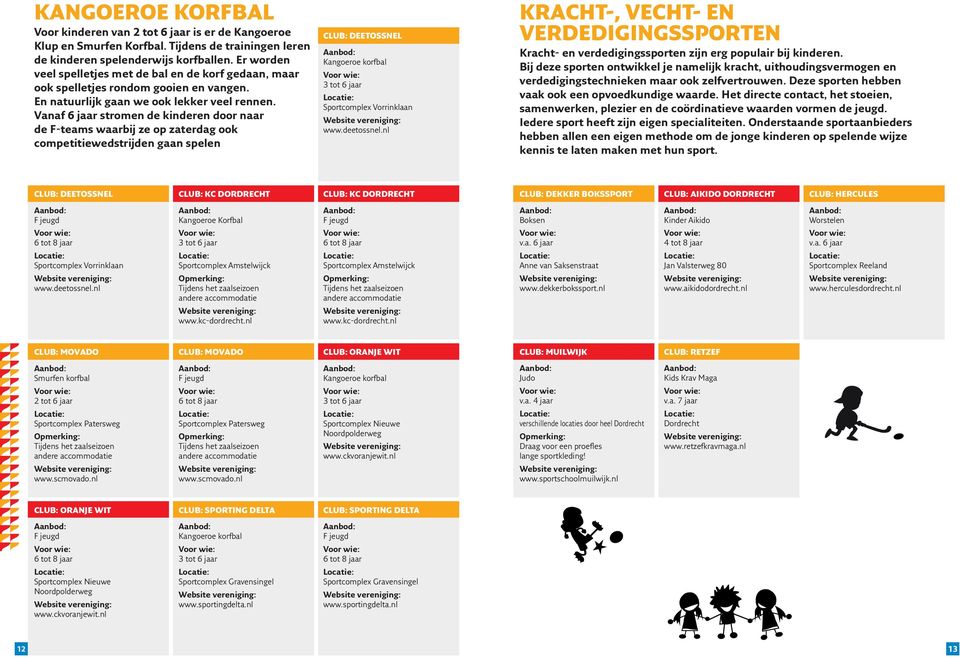 Vanaf 6 jaar stromen de kinderen door naar de F-teams waarbij ze op zaterdag ook competitiewedstrijden gaan spelen Club: DeetosSnel Kangoeroe korfbal 3 tot 6 jaar Sportcomplex Vorrinklaan www.