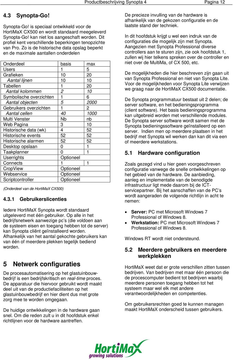 Zo is de historische data opslag beperkt en de maximale aantallen onderdelen Onderdeel basis max Users 1 5 Grafieken 10 20 Aantal lijnen 10 10 Tabellen 1 20 Aantal kolommen 2 10 Symbolische