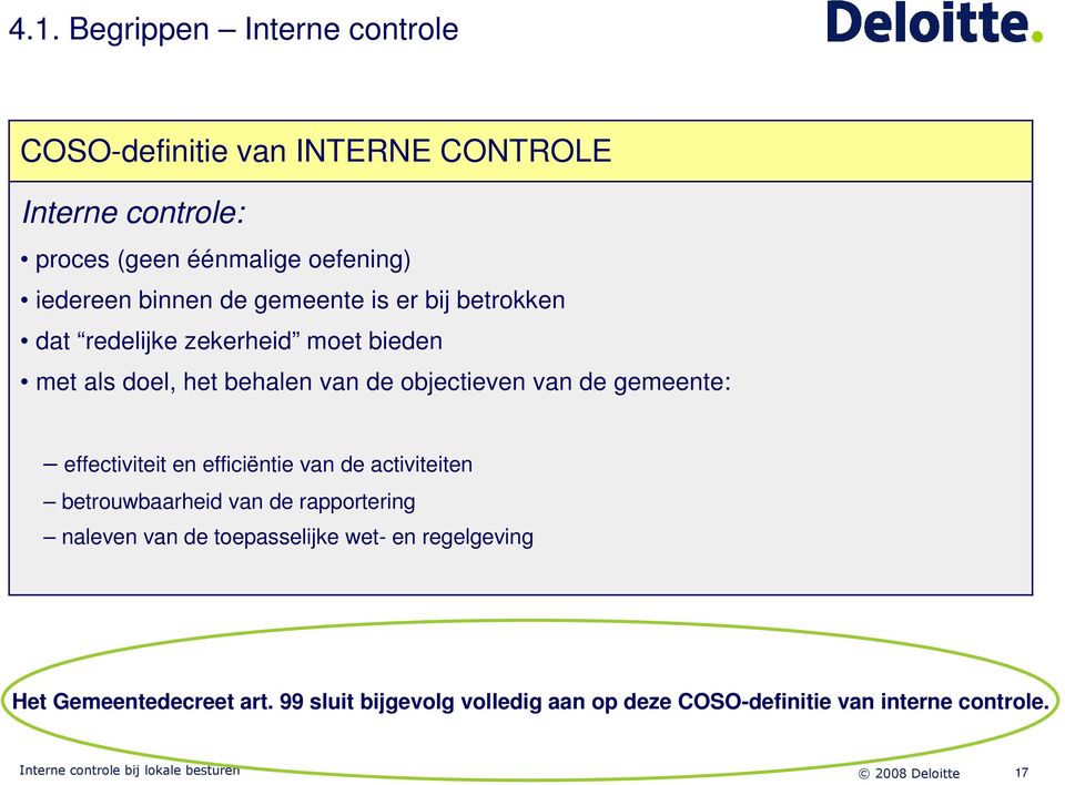 gemeente: effectiviteit en efficiëntie van de activiteiten betrouwbaarheid van de rapportering naleven van de toepasselijke wet-