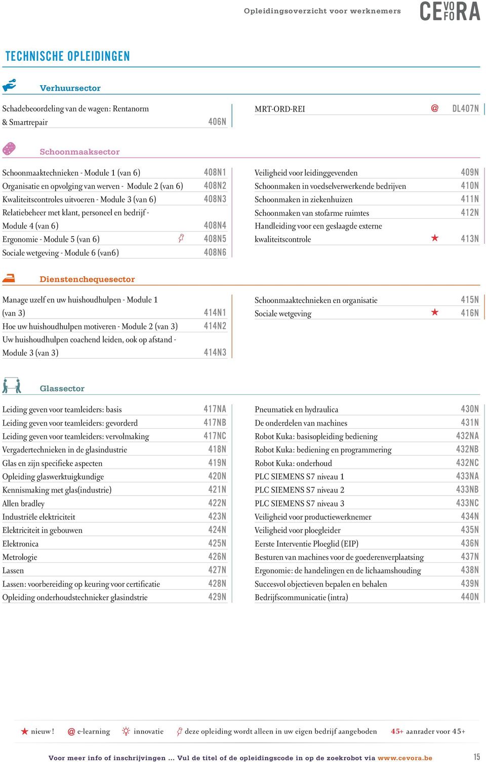 6 (van6) 408N1 408N2 408N3 408N4 408N5 408N6 Veiligheid voor leidinggevenden Schoonmaken in voedselverwerkende bedrijven Schoonmaken in ziekenhuizen Schoonmaken van stofarme ruimtes Handleiding voor