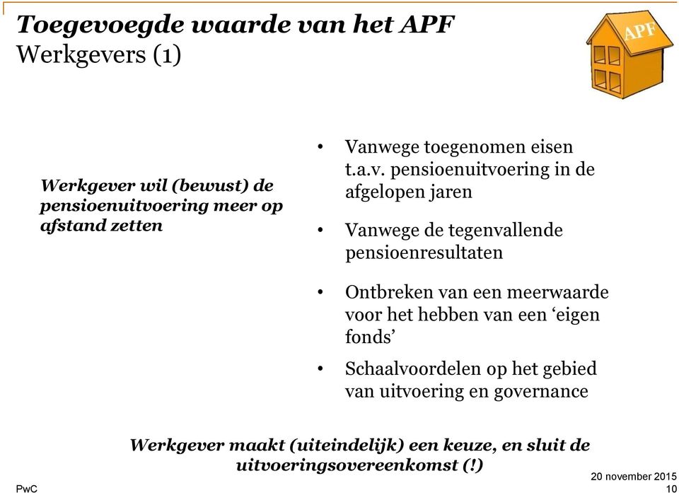 pensioenuitvoering in de afgelopen jaren Vanwege de tegenvallende pensioenresultaten Ontbreken van een