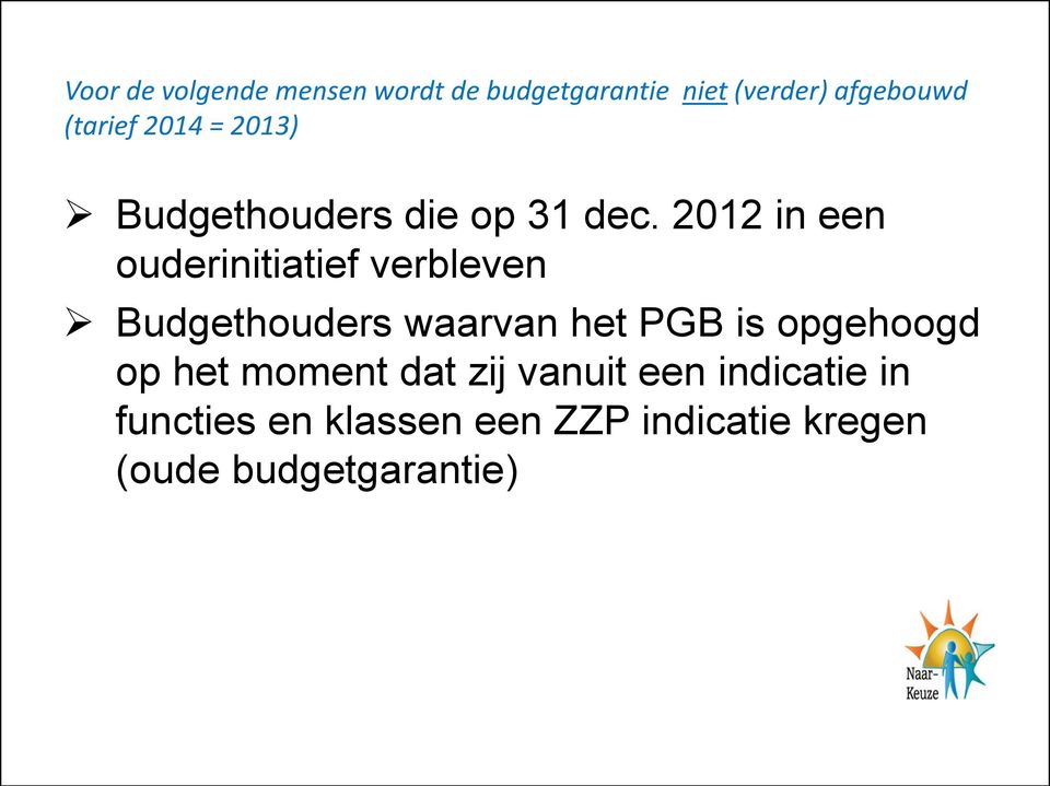 2012 in een ouderinitiatief verbleven Budgethouders waarvan het PGB is