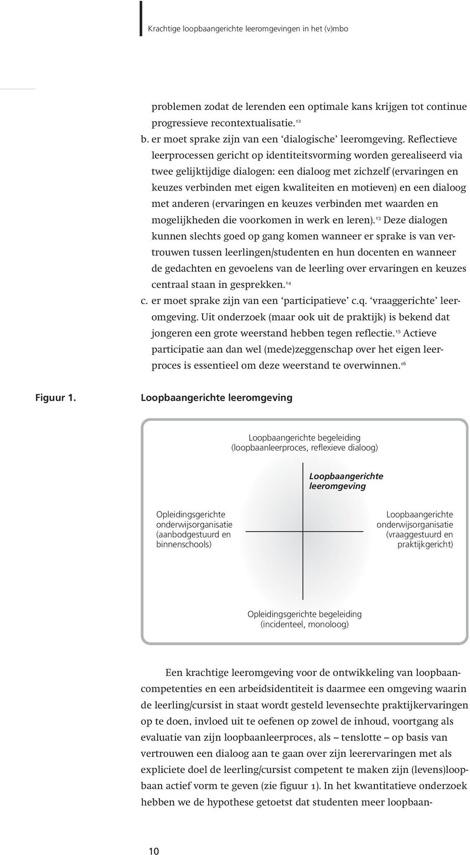 Reflectieve leerprocessen gericht op identiteitsvorming worden gerealiseerd via twee gelijktijdige dialogen: een dialoog met zichzelf (ervaringen en keuzes verbinden met eigen kwaliteiten en