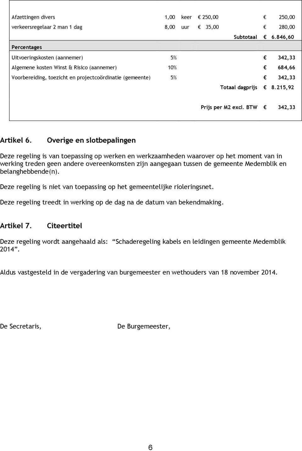 215,92 Prijs per M2 excl. BTW 342,33 Artikel 6.