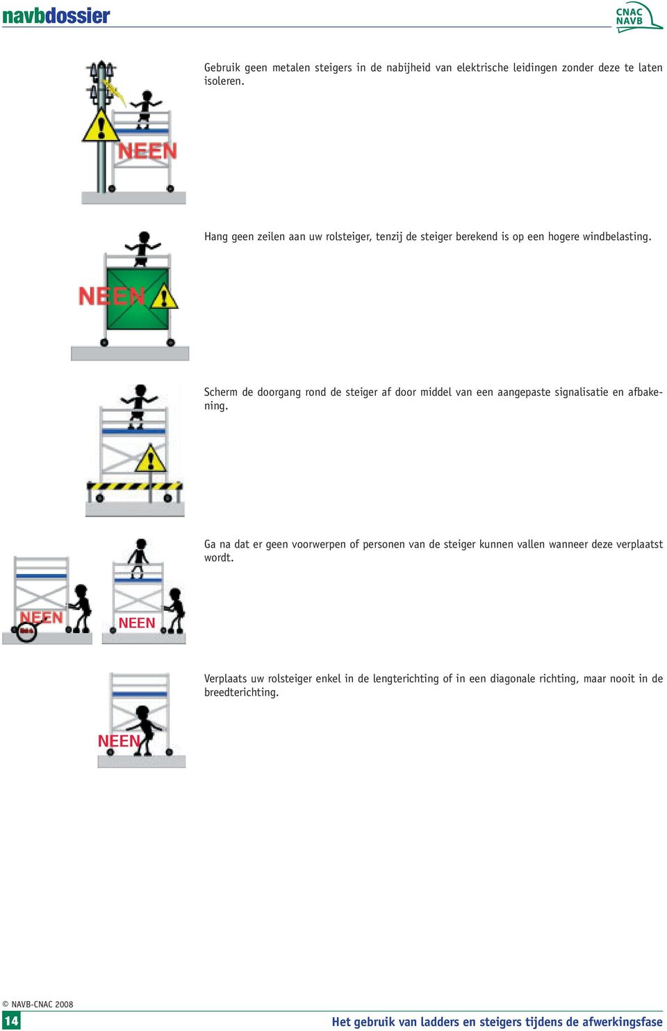 Scherm de doorgang rond de steiger af door middel van een aangepaste signalisatie en afbakening.