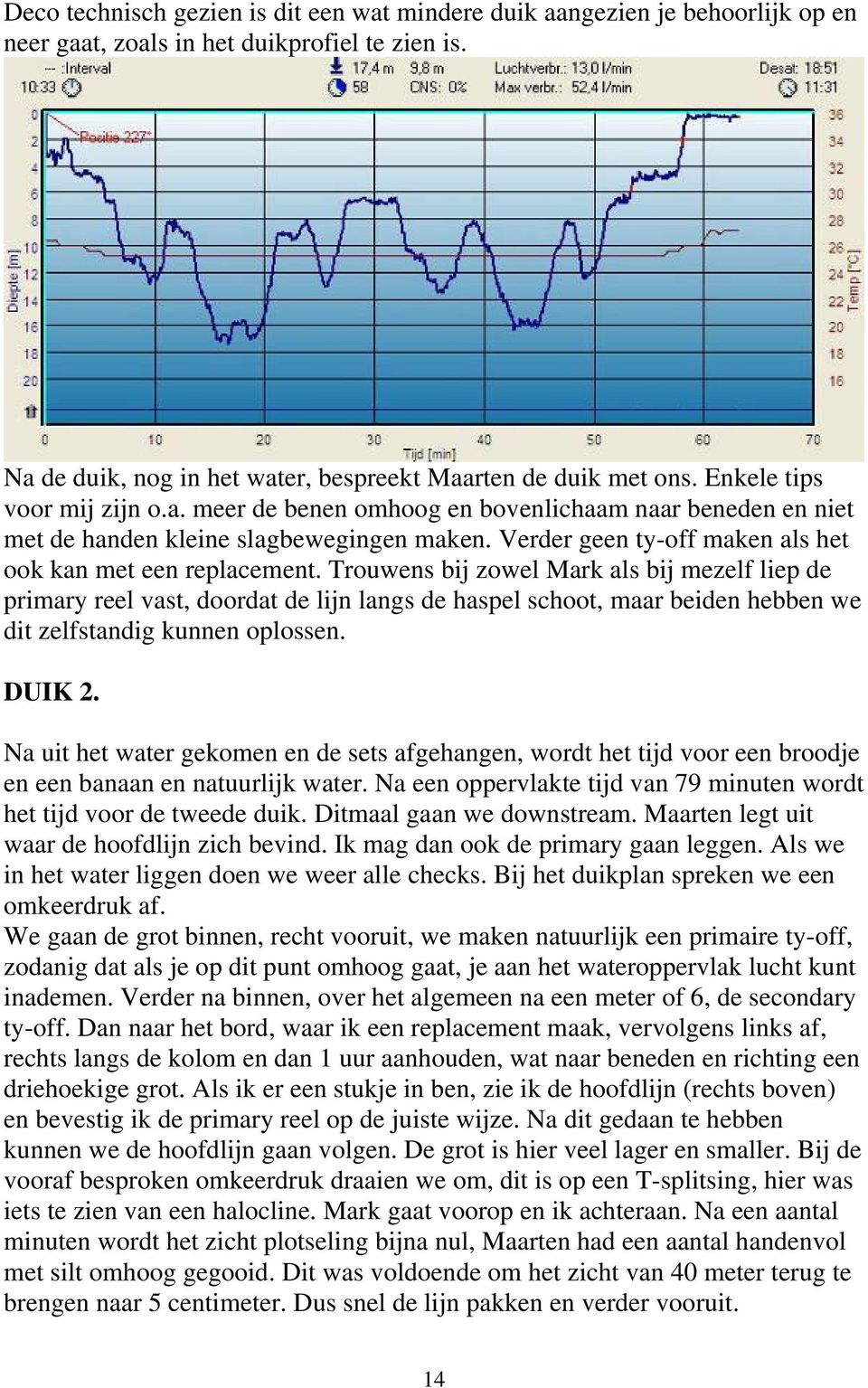 Trouwens bij zowel Mark als bij mezelf liep de primary reel vast, doordat de lijn langs de haspel schoot, maar beiden hebben we dit zelfstandig kunnen oplossen. DUIK 2.