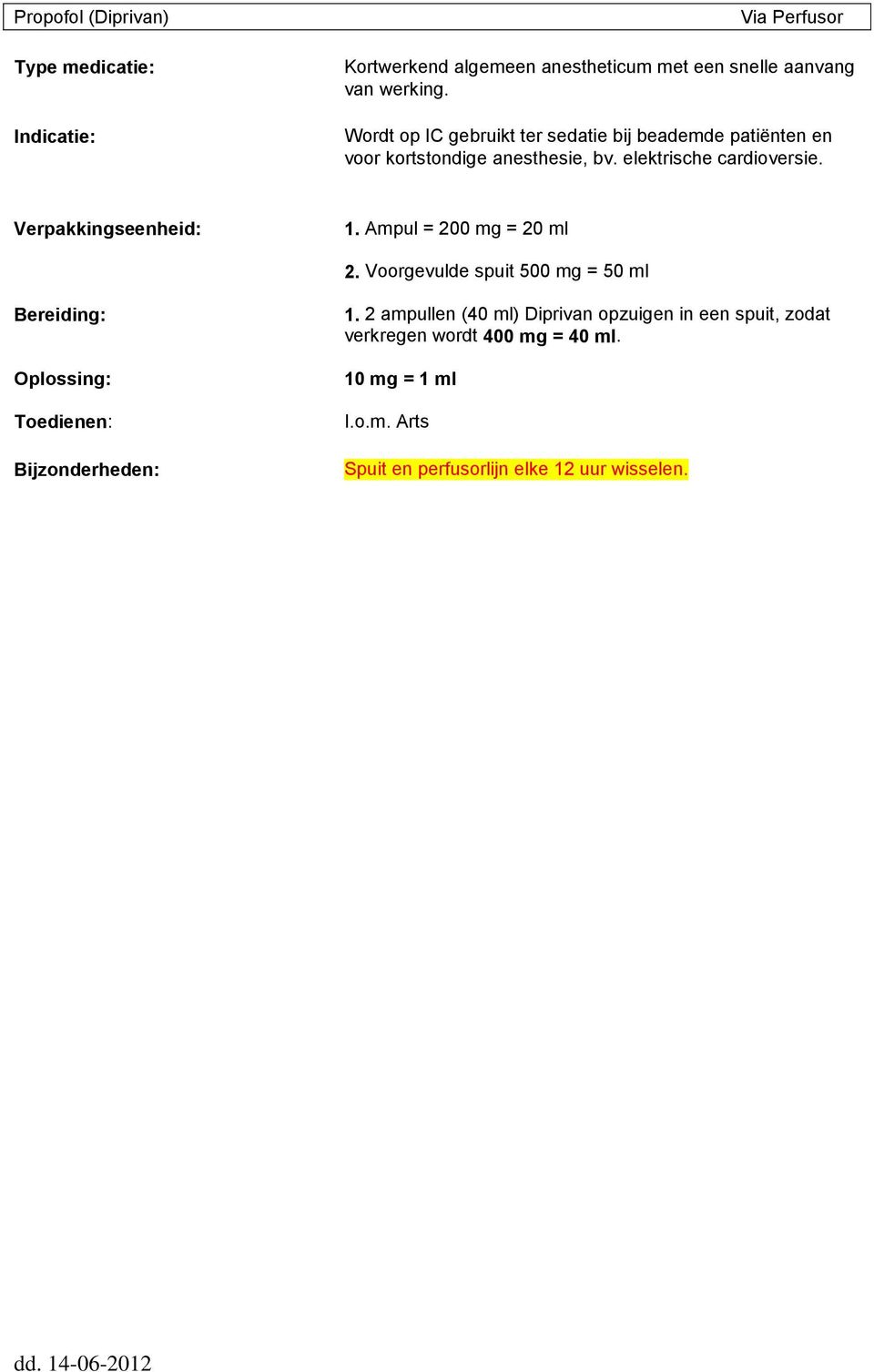 elektrische cardioversie. 1. Ampul = 200 mg = 20 ml 2. Voorgevulde spuit 500 mg = 50 ml Bijzonderheden: 1.