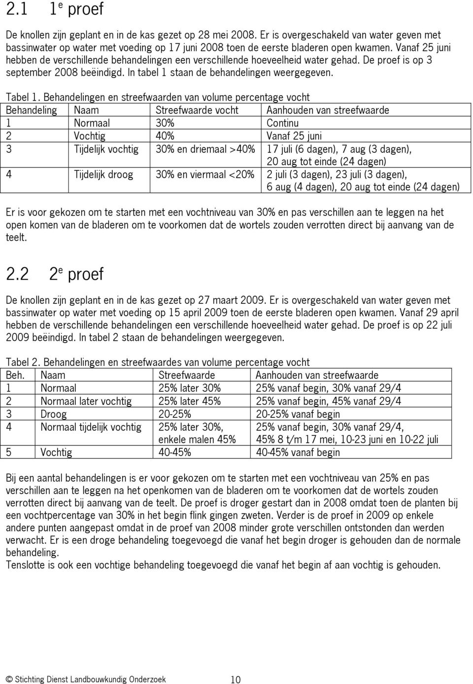 Behandelingen en streefwaarden van volume percentage vocht Behandeling Naam Streefwaarde vocht Aanhouden van streefwaarde 1 Normaal 30% Continu 2 Vochtig 40% Vanaf 25 juni 3 Tijdelijk vochtig 30% en