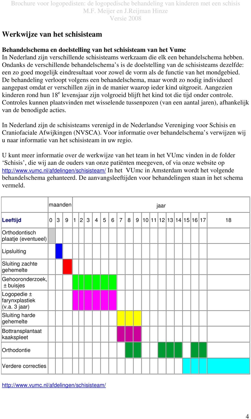 De behandeling verloopt volgens een behandelschema, maar wordt zo nodig individueel aangepast omdat er verschillen zijn in de manier waarop ieder kind uitgroeit.