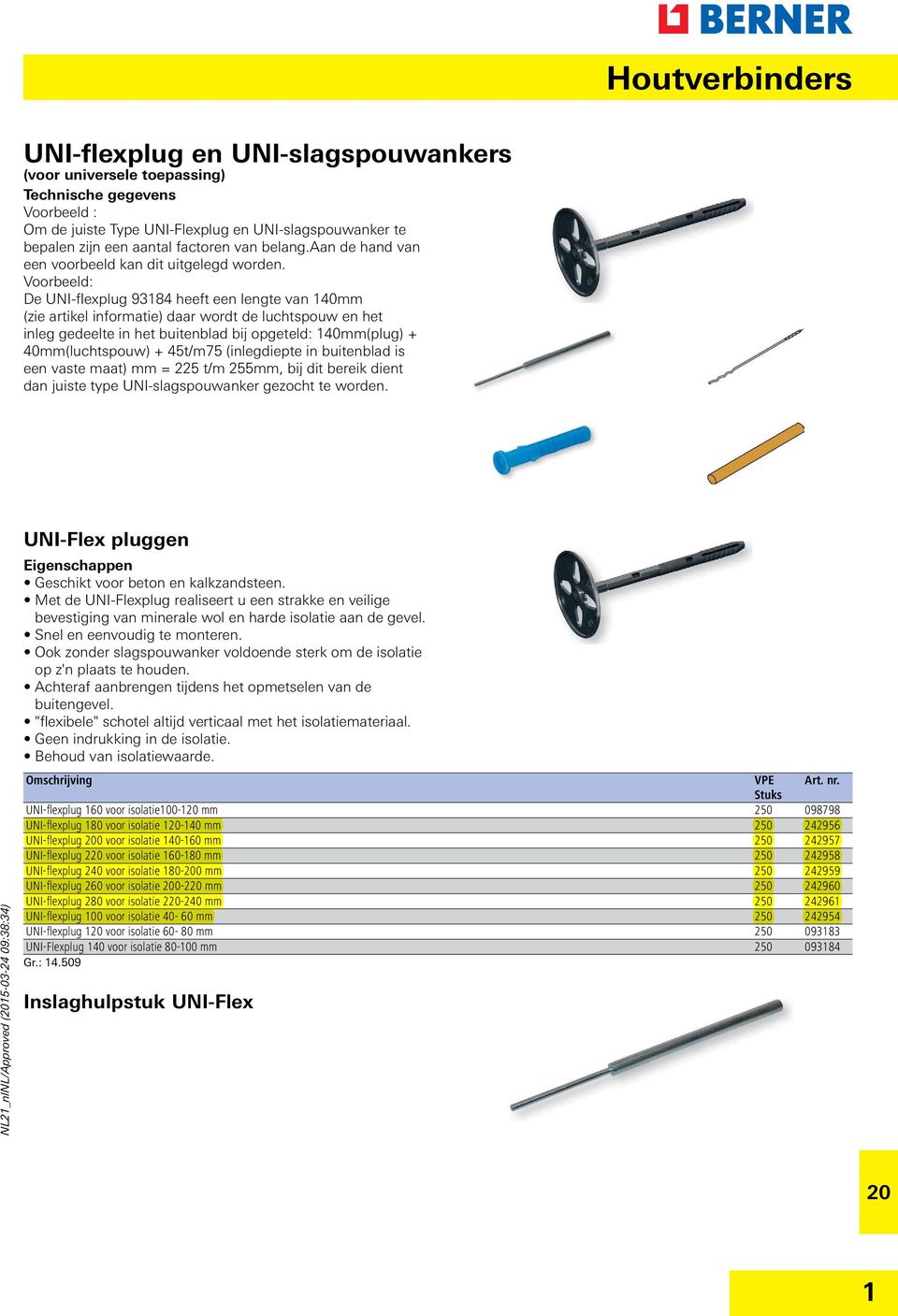 Voorbeeld: De UNI-flexplug 93184 heeft een lengte van 140mm (zie artikel informatie) daar wordt de luchtspouw en het inleg gedeelte in het buitenblad bij opgeteld: 140mm(plug) + 40mm(luchtspouw) +