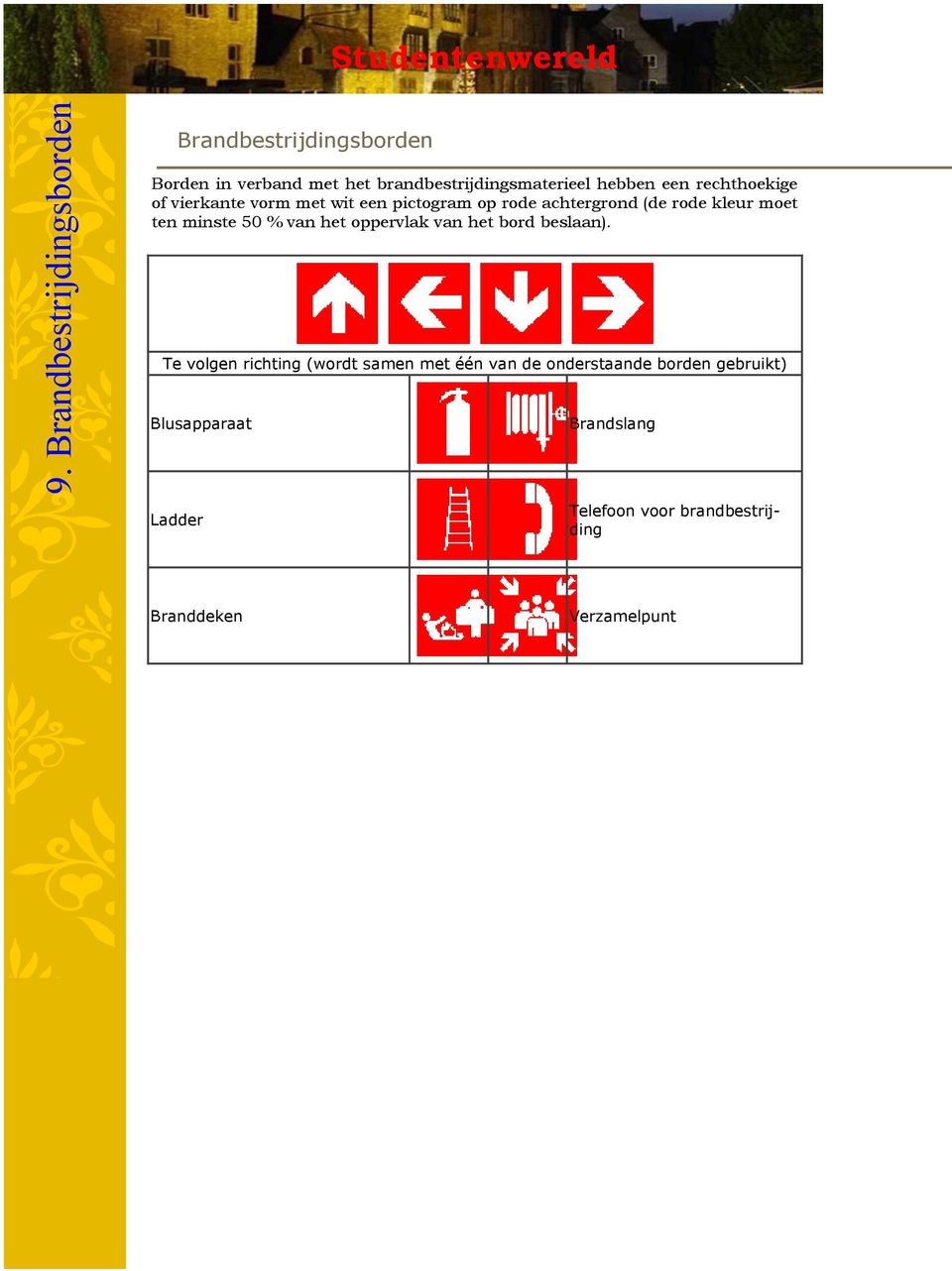 ten minste 50 % van het oppervlak van het bord beslaan).