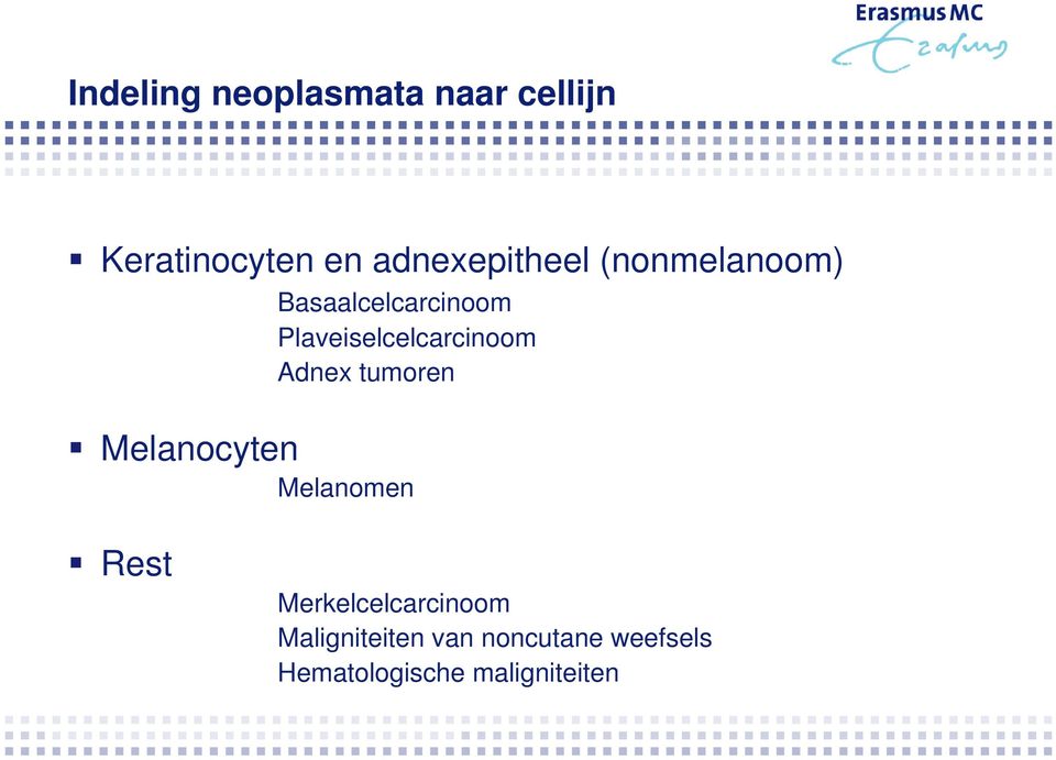 Plaveiselcelcarcinoom Adnex tumoren Melanocyten Melanomen