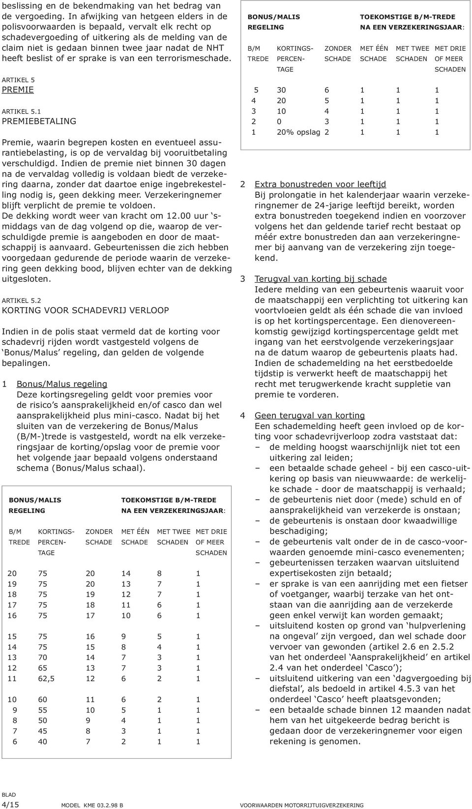 beslist of er sprake is van een terrorismeschade. ARTIKEL 5 PREMIE ARTIKEL 5.