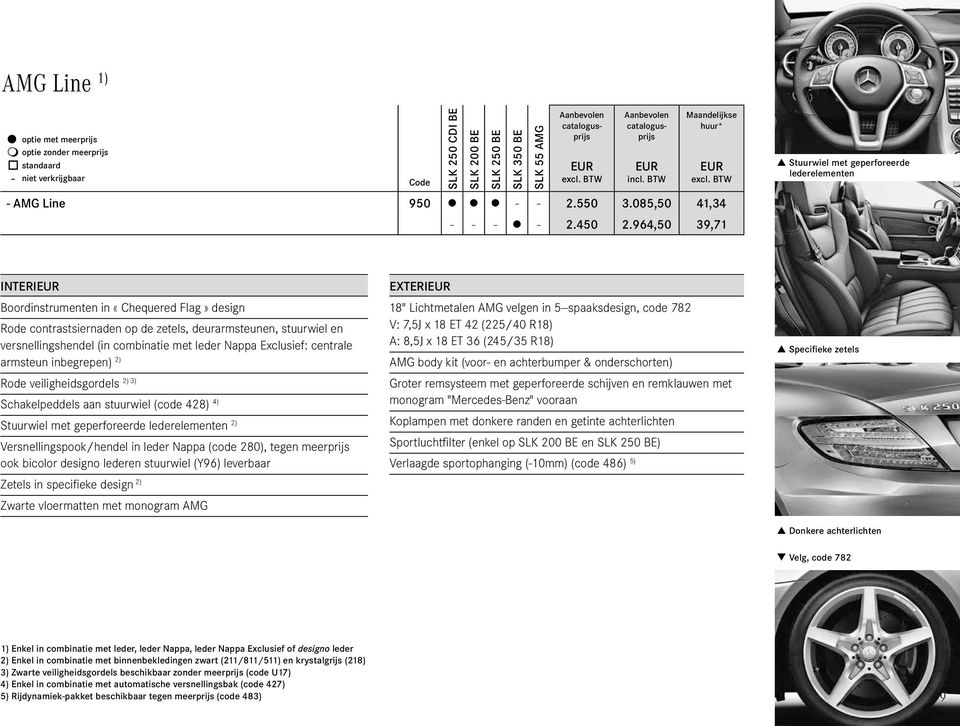 964,50 39,71 p Stuurwiel met geperforeerde lederelementen Interieur Boordinstrumenten in «Chequered Flag» design Rode contrastsiernaden op de zetels, deurarmsteunen, stuurwiel en versnellingshendel