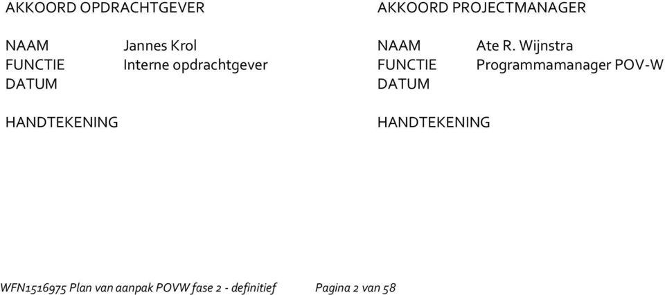 Wijnstra FUNCTIE Interne opdrachtgever FUNCTIE