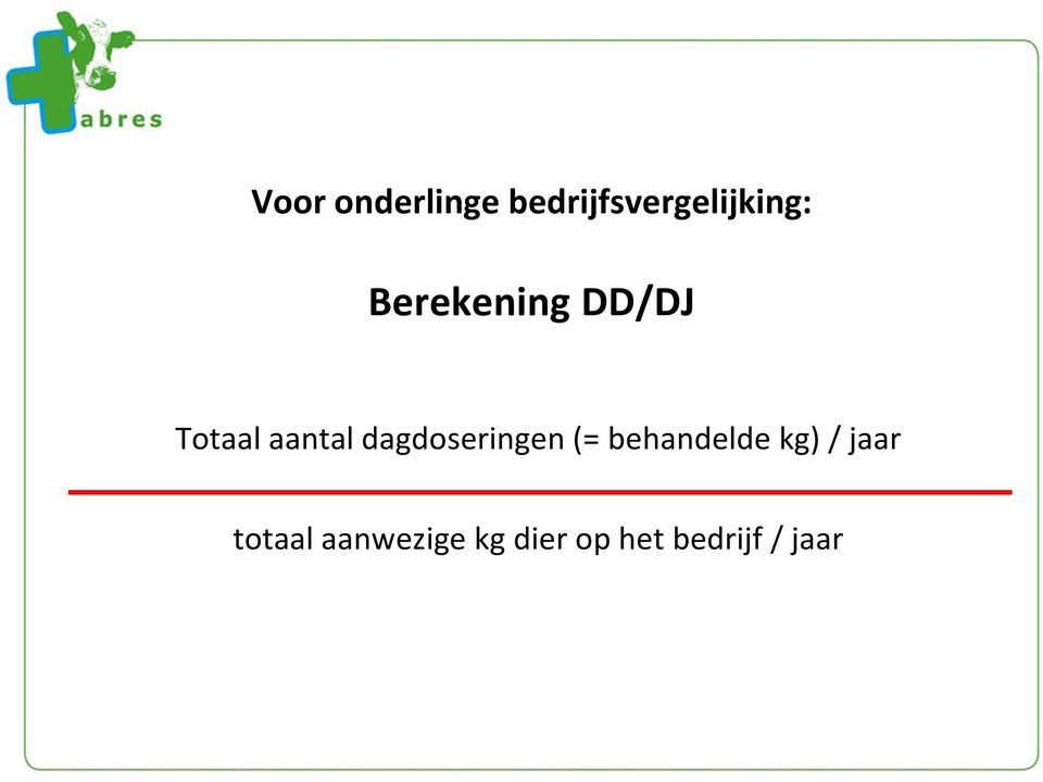 dagdoseringen (= behandelde kg) / jaar