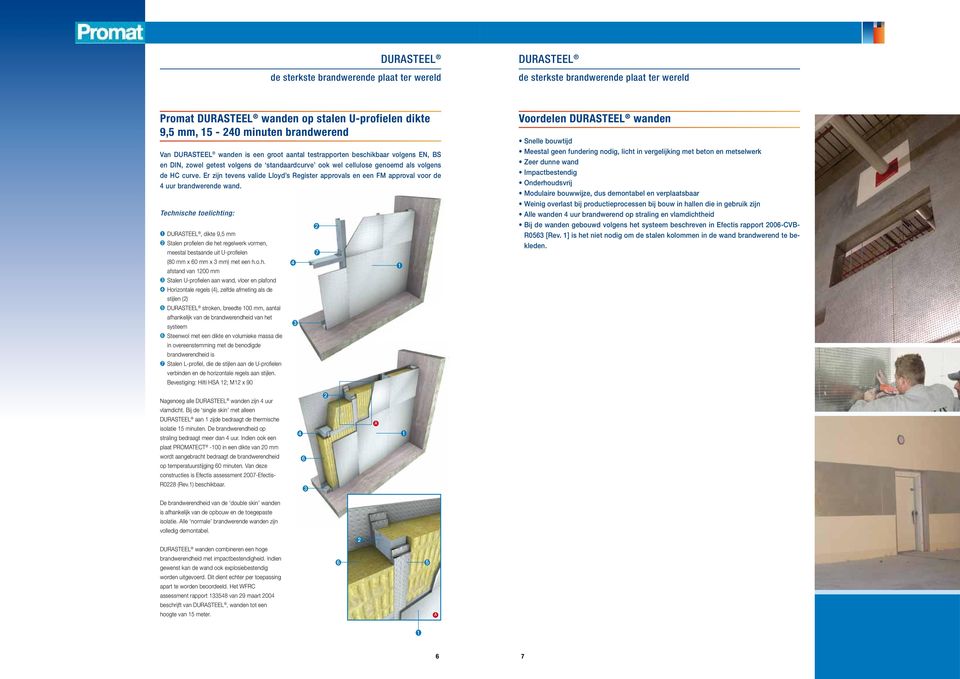 Technische toelichting: DURSTEEL, dikte 9,5 mm Stalen profielen die het regelwerk vormen, meestal bestaande uit U-profielen (80 mm x 60 mm x 3 mm) met een h.o.h. afstand van 1200 mm Stalen