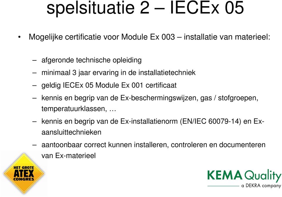 begrip van de Ex-beschermingswijzen, gas / stofgroepen, temperatuurklassen, kennis en begrip van de