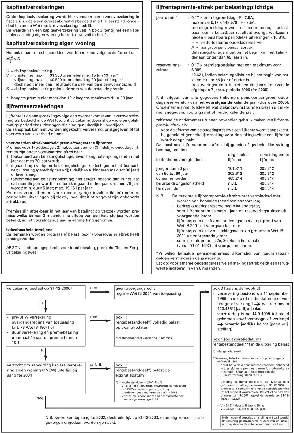 kapitaalverzekering eigen woning Het belastbare rentebestanddeel wordt berekend volgens de formule: U-V x S U U = de kapitaalsuitkering V = vrijstelling max. 31.