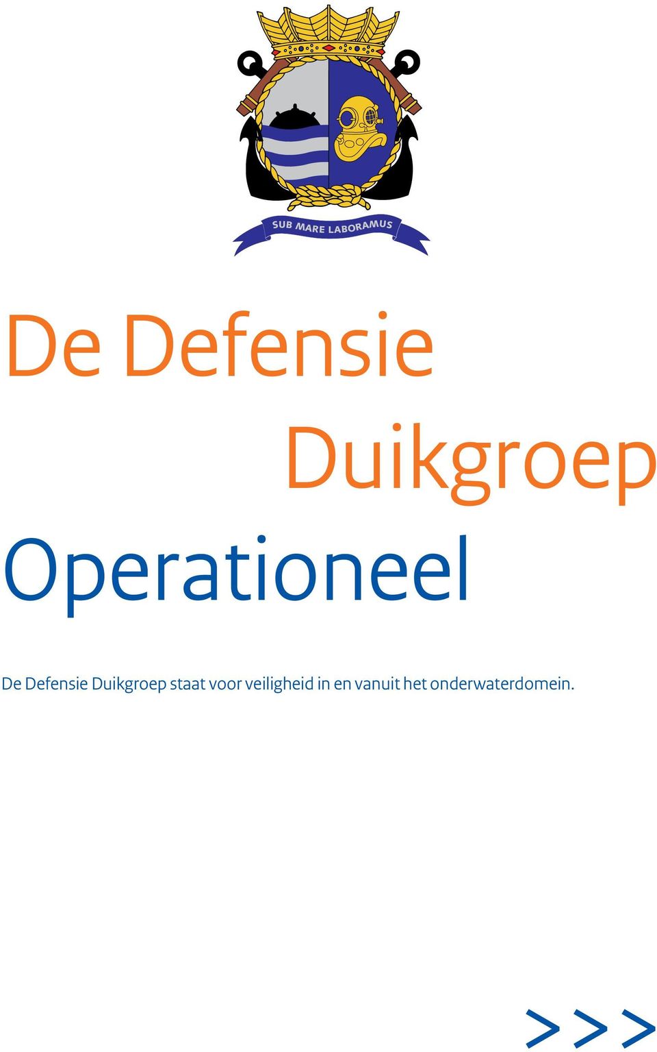 15 nov 2010 SUB MARE LABORAMUS De Defensie Duikgroep