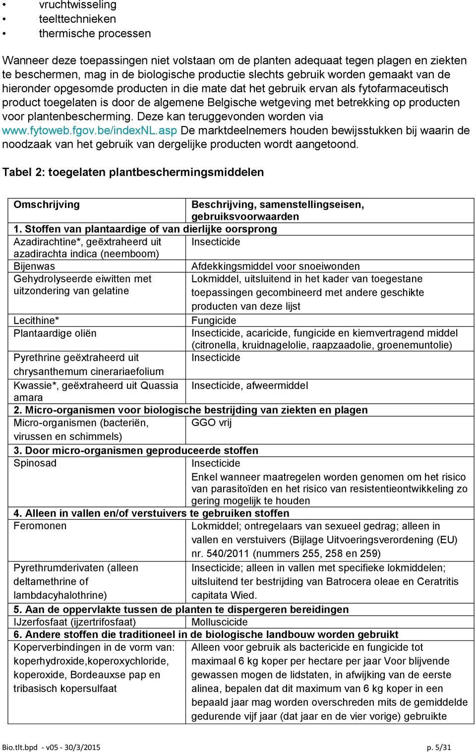 producten voor plantenbescherming. Deze kan teruggevonden worden via www.fytoweb.fgov.be/indexnl.