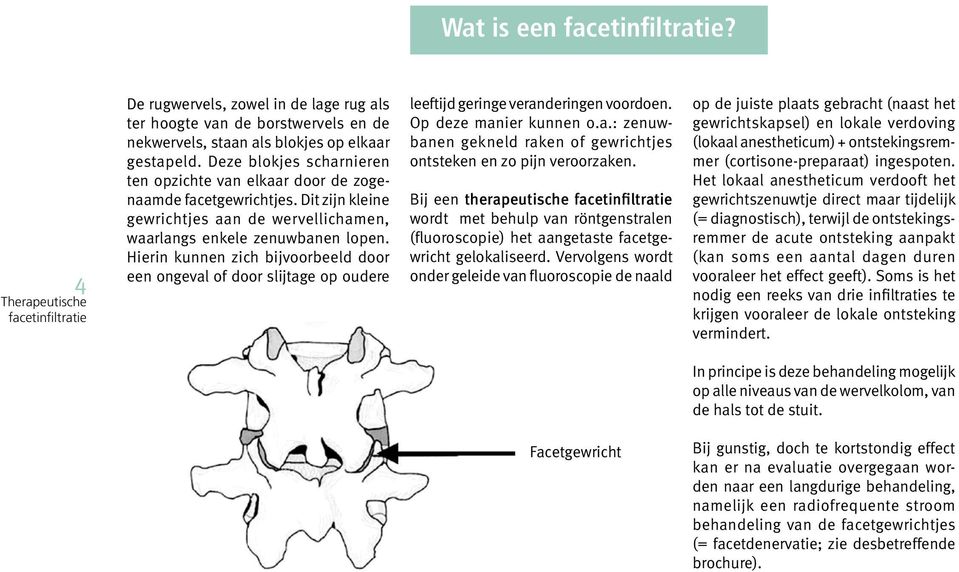 Hierin kunnen zich bijvoorbeeld door een ongeval of door slijtage op oudere leeftijd geringe veranderingen voordoen. Op deze manier kunnen o.a.: zenuwbanen gekneld raken of gewrichtjes ontsteken en zo pijn veroorzaken.