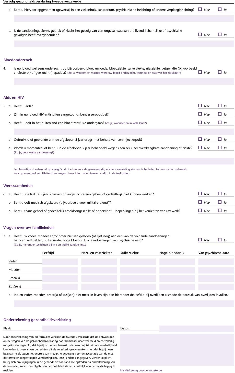 Is de aandoening, ziekte, gebrek of klacht het gevolg van een ongeval waaraan u blijvend lichamelijke of psychische gevolgen heeft overgehouden? Bloedonderzoek 4.