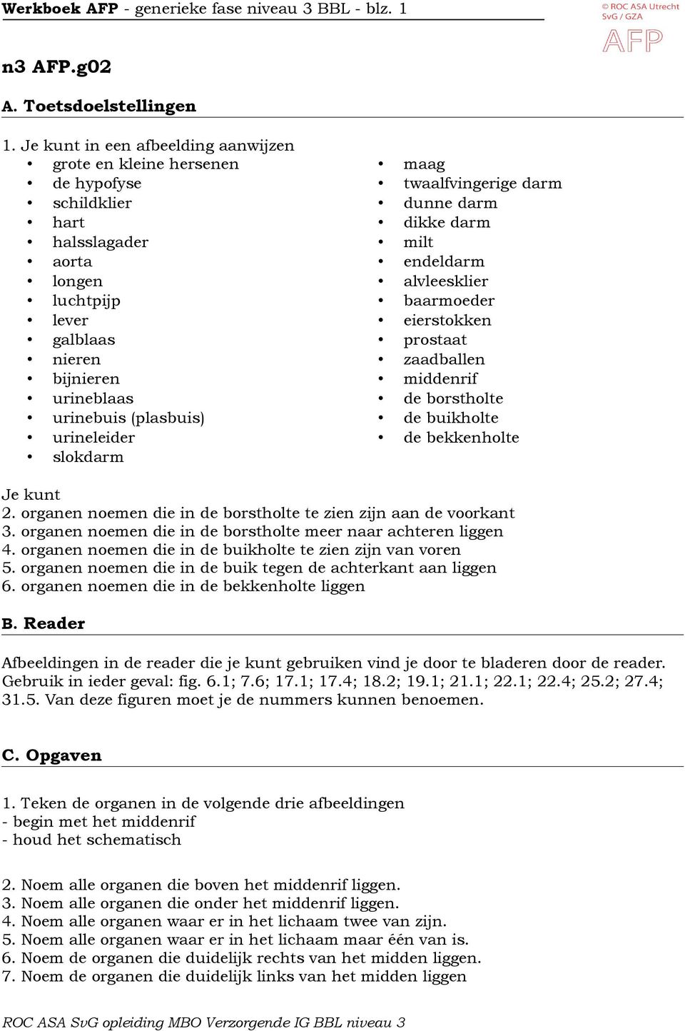 urineleider slokdarm Je kunt 2. organen 3. organen 4. organen 5. organen 6.