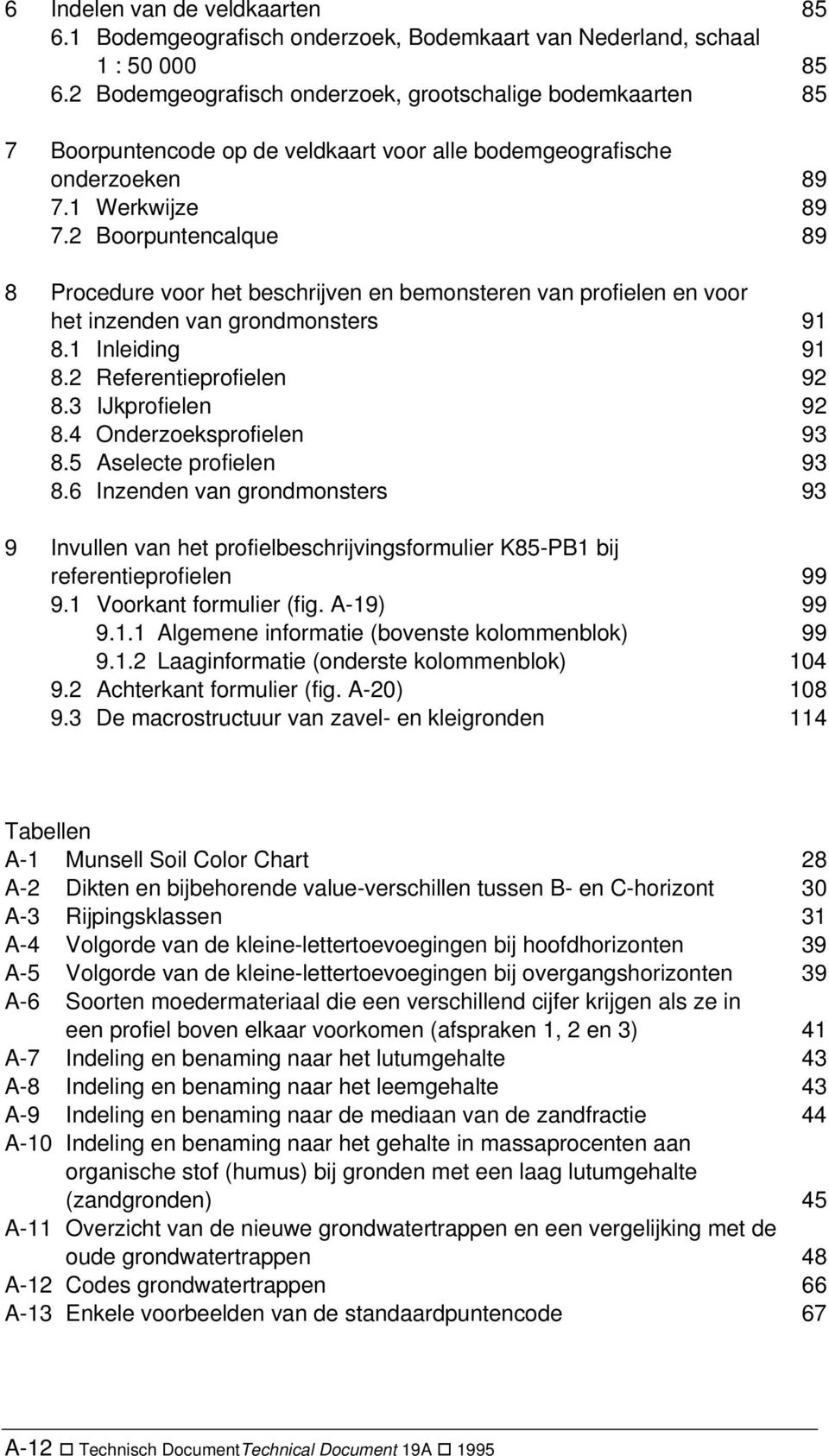 2 Boorpuntencalque 89 8 Procedure voor het beschrijven en bemonsteren van profielen en voor het inzenden van grondmonsters 91 8.1 Inleiding 91 8.2 Referentieprofielen 92 8.3 IJkprofielen 92 8.