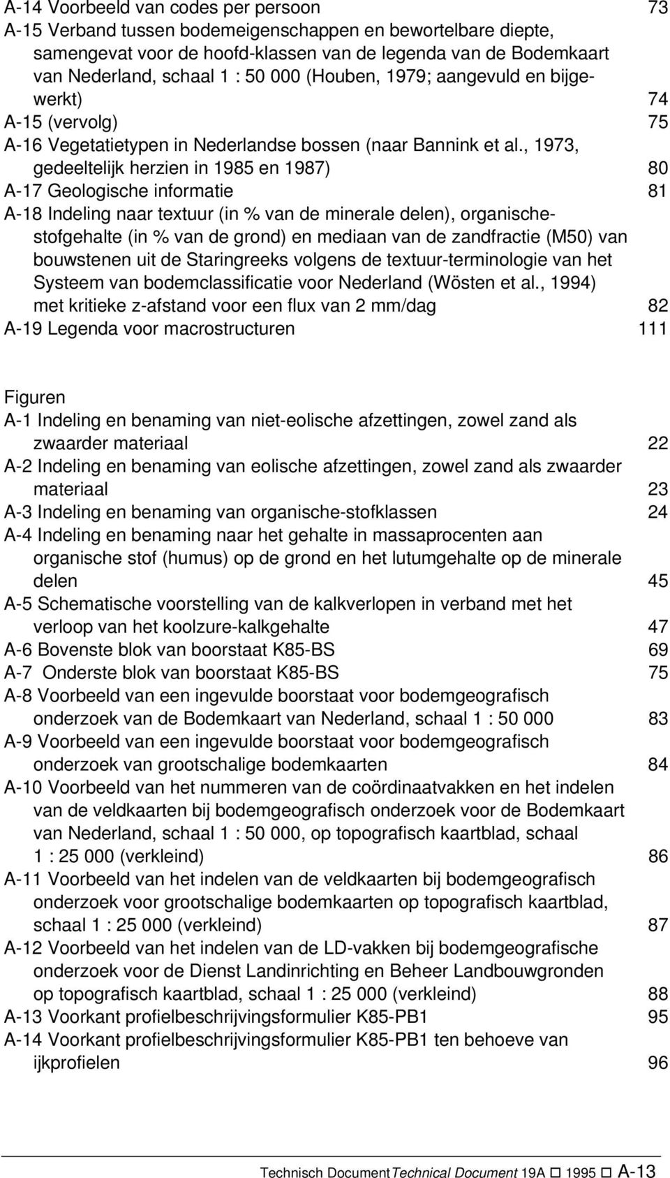 , 1973, gedeeltelijk herzien in 1985 en 1987) 80 A-17 Geologische informatie 81 A-18 Indeling naar textuur (in % van de minerale delen), organischestofgehalte (in % van de grond) en mediaan van de