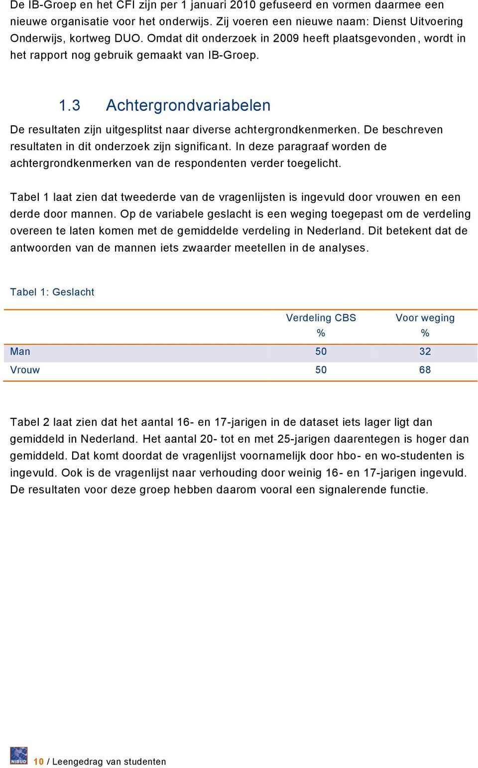 De beschreven resultaten in dit onderzoek zijn significant. In deze paragraaf worden de achtergrondkenmerken van de respondenten verder toegelicht.