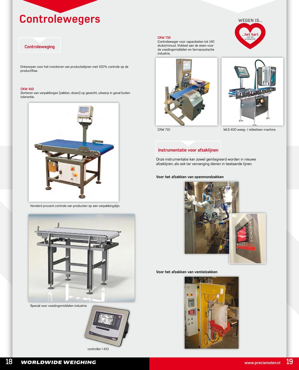 CKW 710 WLS 400 weeg- / etiketteer machine Instrumentatie voor afzaklijnen Onze instrumentatie kan zowel geintegreerd worden in nieuwe afzaklijnen, als ook ter vervanging dienen in bestaande