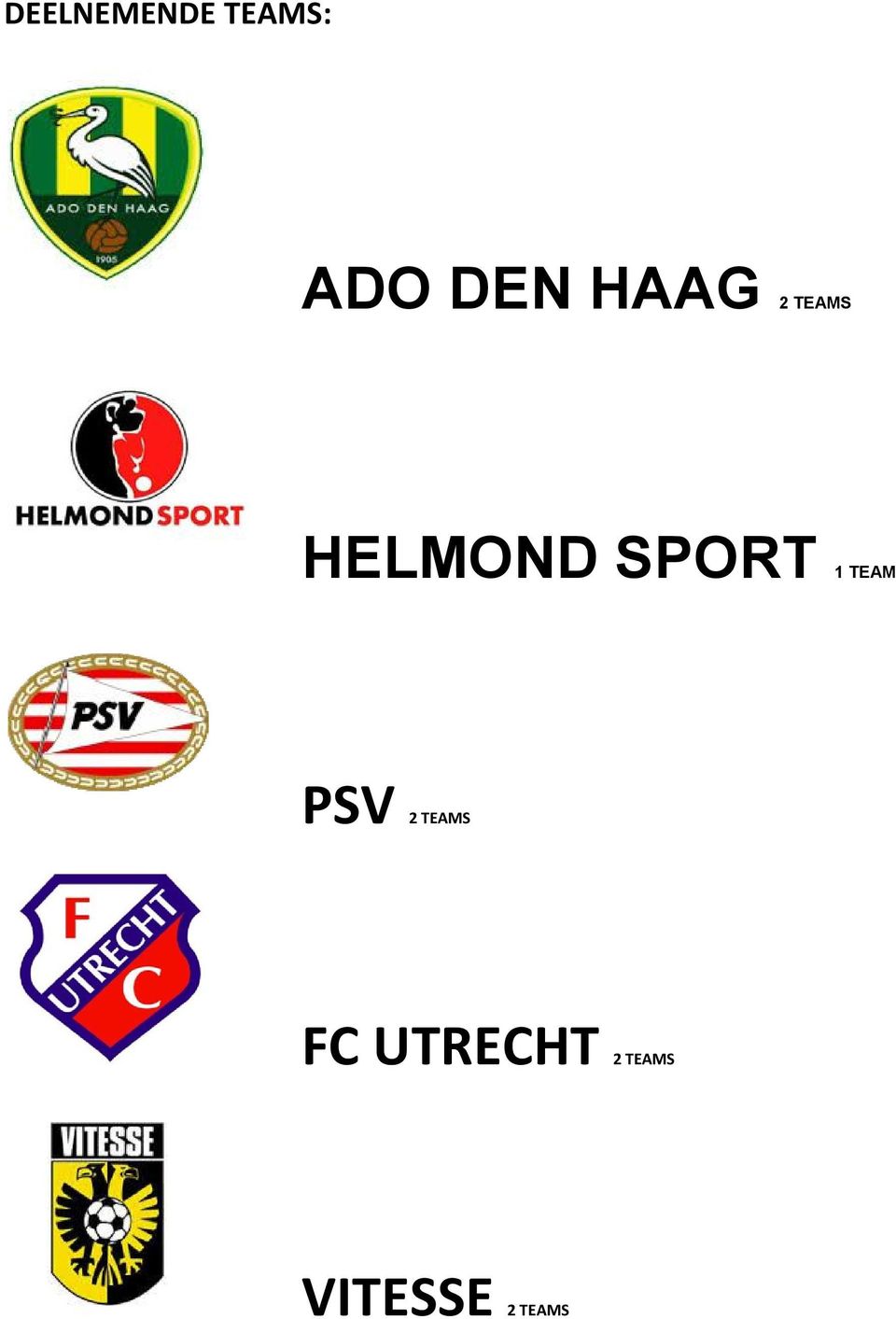 1 TEAM PSV 2 TEAMS FC
