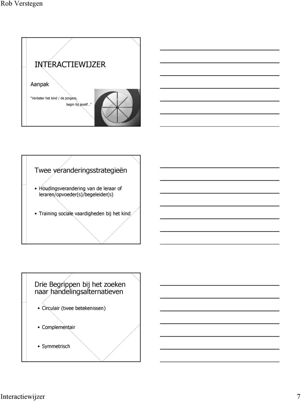 leraren/opvoeder(s)/begeleider(s) Training sociale vaardigheden bij het kind Drie