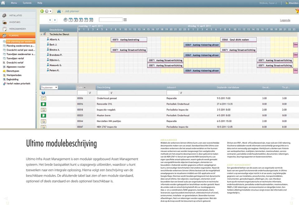 De afsluitende tabel laat zien of een module standaard, optioneel of deels standaard en deels optioneel beschikbaar is.