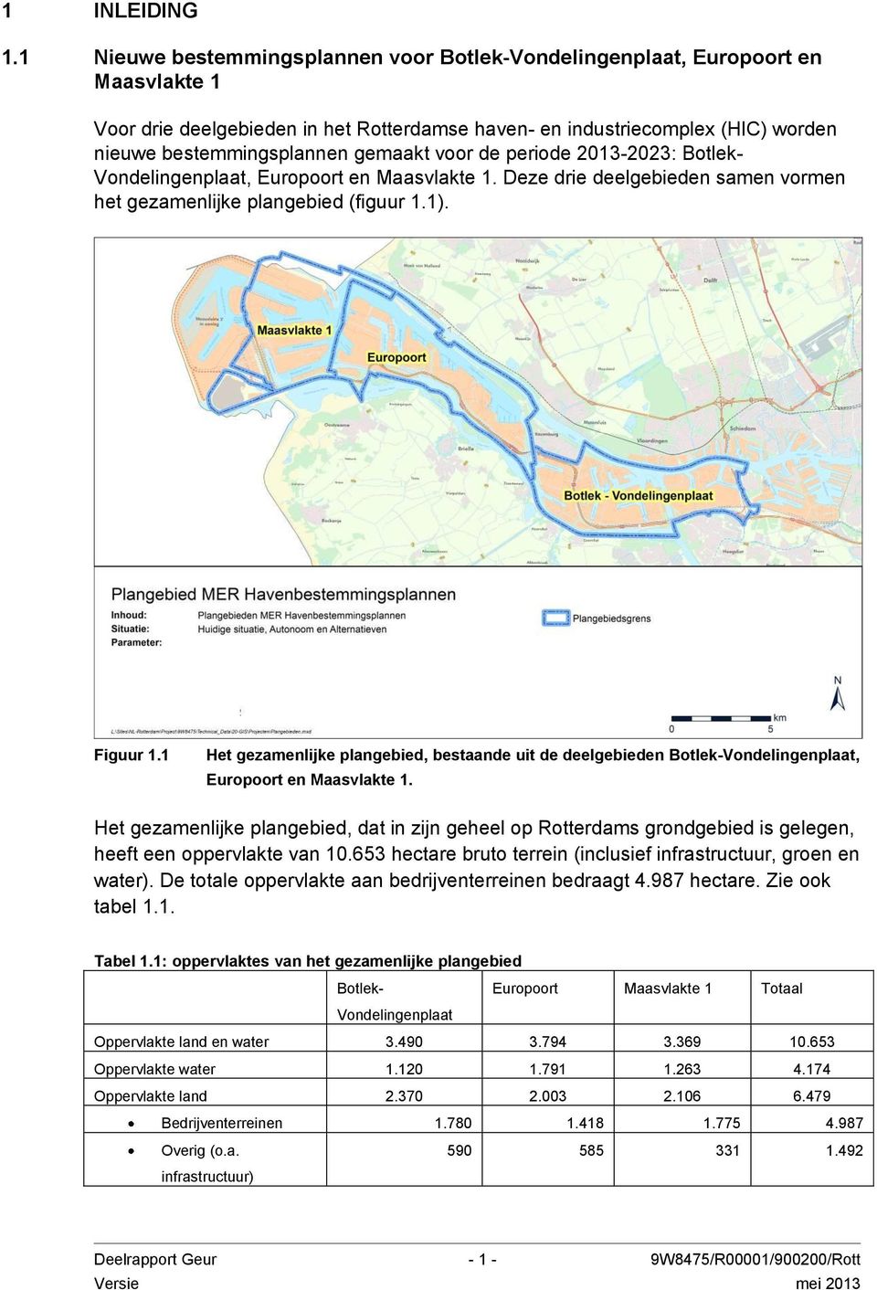 voor de periode 2013-2023: Botlek- Vondelingenplaat, Europoort en Maasvlakte 1. Deze drie deelgebieden samen vormen het gezamenlijke plangebied (figuur 1.1). Figuur 1.